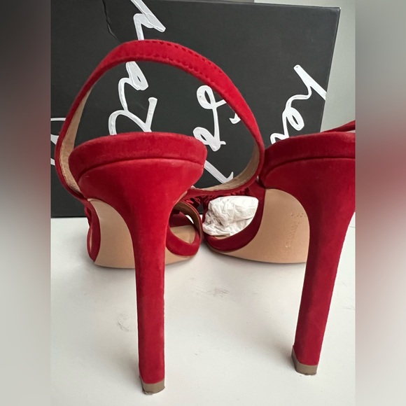 Like new Banana Republic Red Suede Fringe Slingback Heels size9.5 - Picture 2 of 4